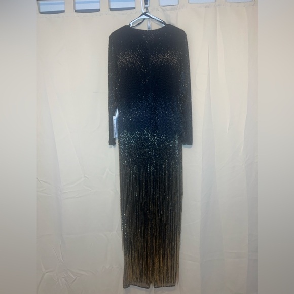 Mac Duggal 93584 LONG SLEEVE BEADED FRINGE EVENING GOWN - Picture 5 of 12